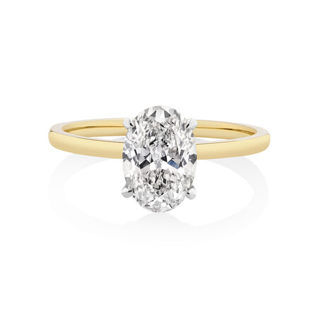 Southern Star Oval Solitaire Engagement Ring with 1.50 Carat TW of Diamond in 18kt Yellow & White Gold Southern Star Oval Solitaire Engagement Ring with 1.50 Carat TW of Diamond in 18kt Yellow & White Gold