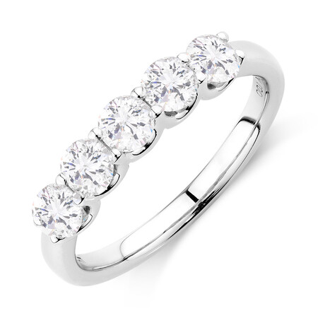 Five Stone Ring with 1 Carat TW of Diamonds in 10kt White Gold Five Stone Ring with 1 Carat TW of Diamonds in 10kt White Gold