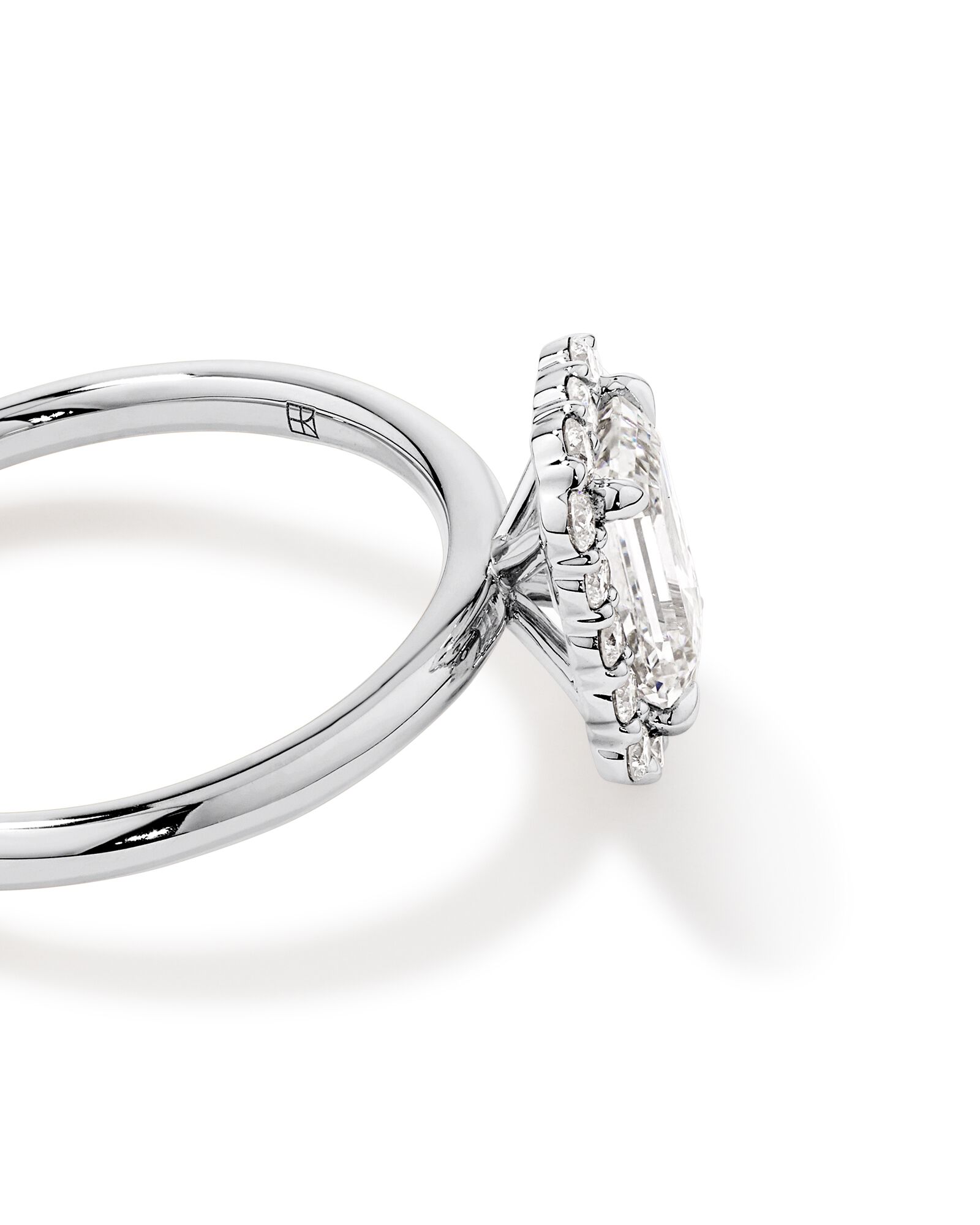 Carat TW Emerald Cut Laboratory-Grown Diamond Halo Engagement Ring in 14kt Gold