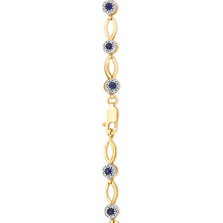 Bracelet with Laboratory Created Sapphire & 0.25 Carat TW of Natural Diamonds in 10kt Yellow Gold Bracelet with Laboratory Created Sapphire & 0.25 Carat TW of Natural Diamonds in 10kt Yellow Gold