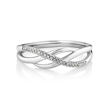 Crossover Wrap Ring with Diamonds in Sterling Silver Crossover Wrap Ring with Diamonds in Sterling Silver