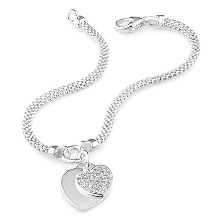 19cm (7.5") Double Heart Bracelet in Sterling Silver 19cm (7.5") Double Heart Bracelet in Sterling Silver