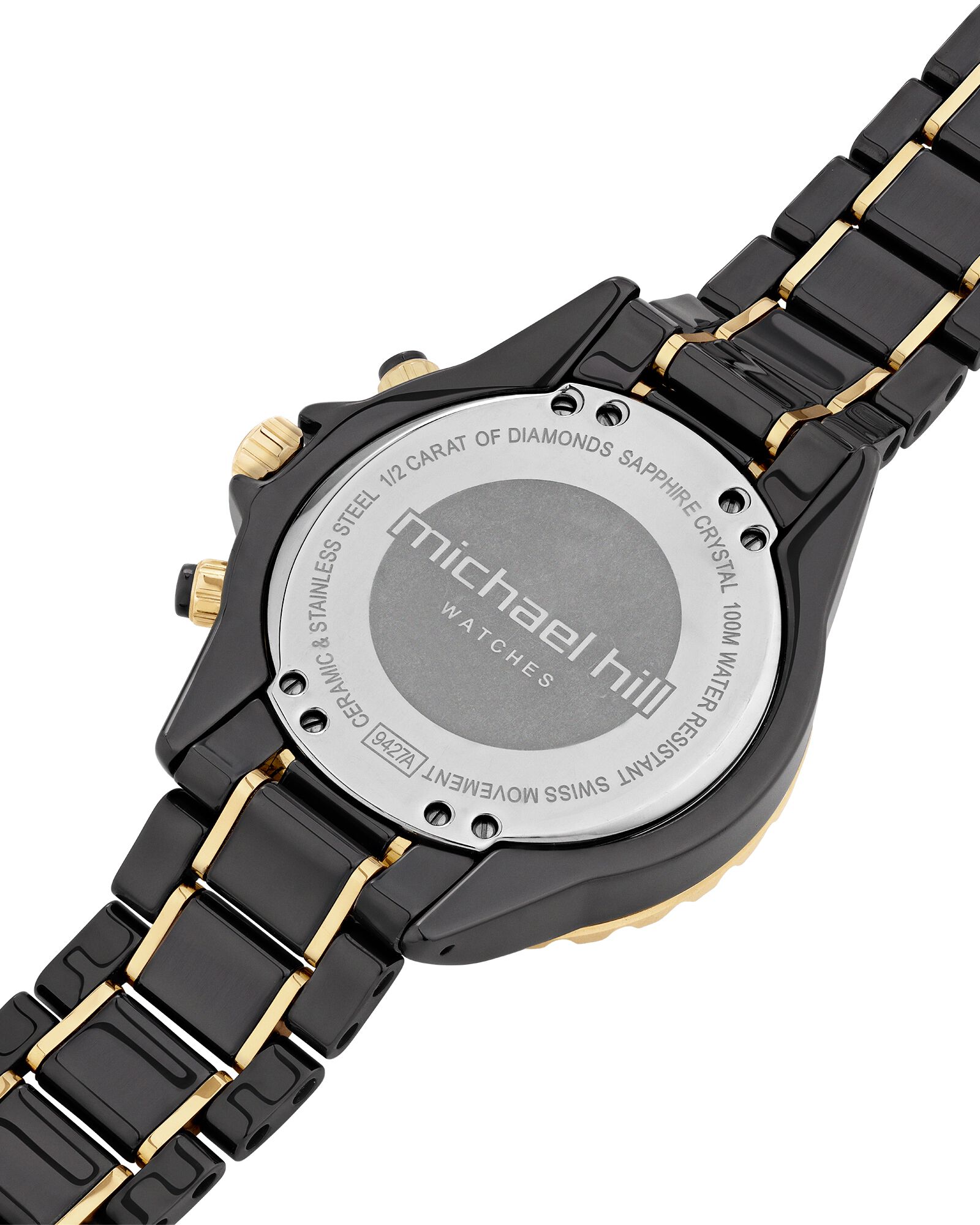 Chronograph Watch with 0.50 Carat TW of Diamonds Black Ceramic & Gold Tone Stainless Steel