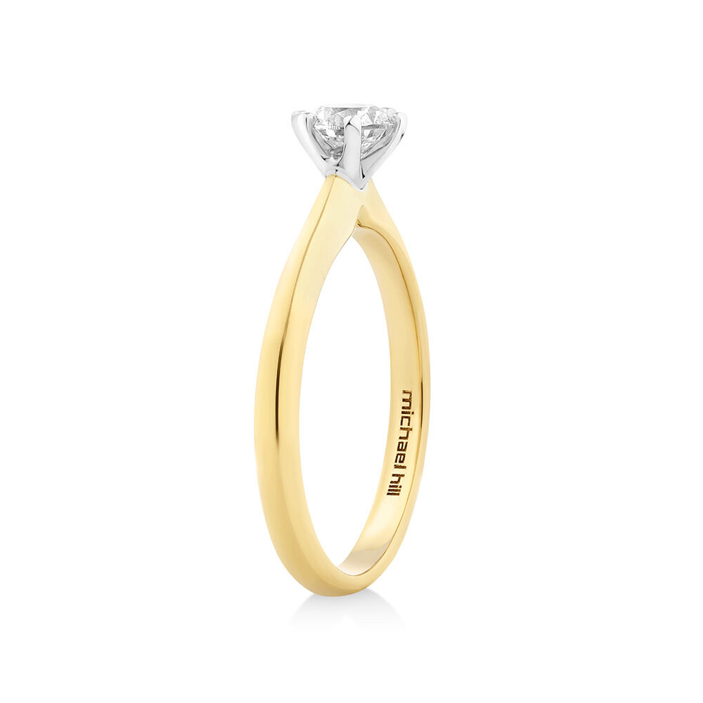 Bague de fiançailles en or jaune et blanc 18 K à diamant solitaire certifié totalisant 0,50 ct