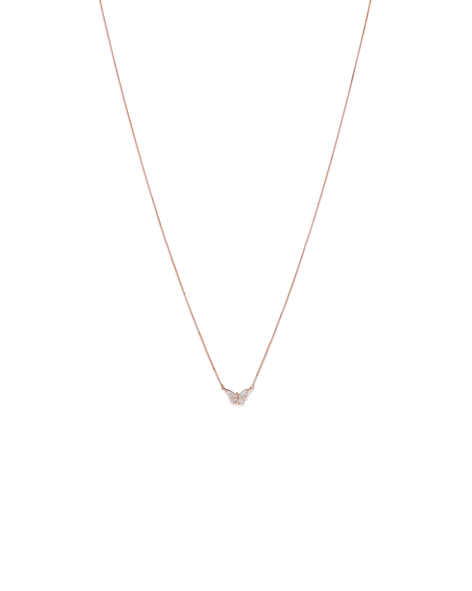 Butterfly Necklace with Diamonds in 10kt Rose Gold