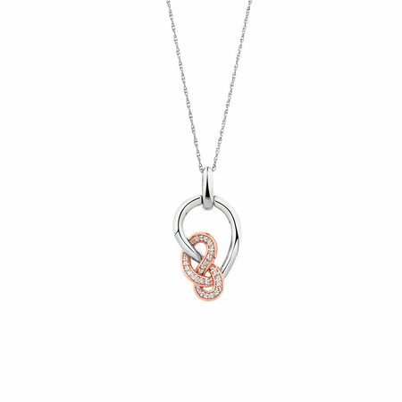 Small Knots Pendant with 0.13 Carat TW of Diamonds in Sterling Silver & 10kt Rose Gold