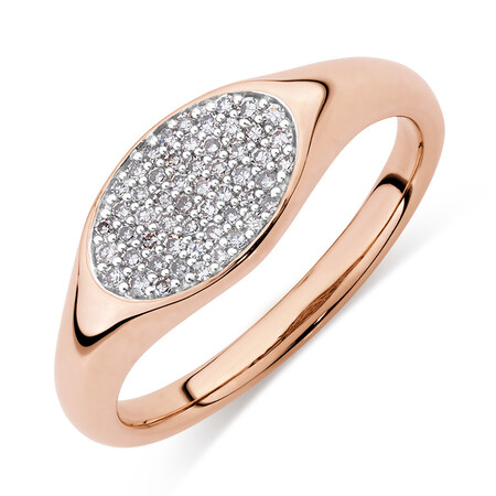 Oval Signet Ring with 1/6 carat TW of Diamonds in 10kt Rose Gold Oval Signet Ring with 1/6 carat TW of Diamonds in 10kt Rose Gold