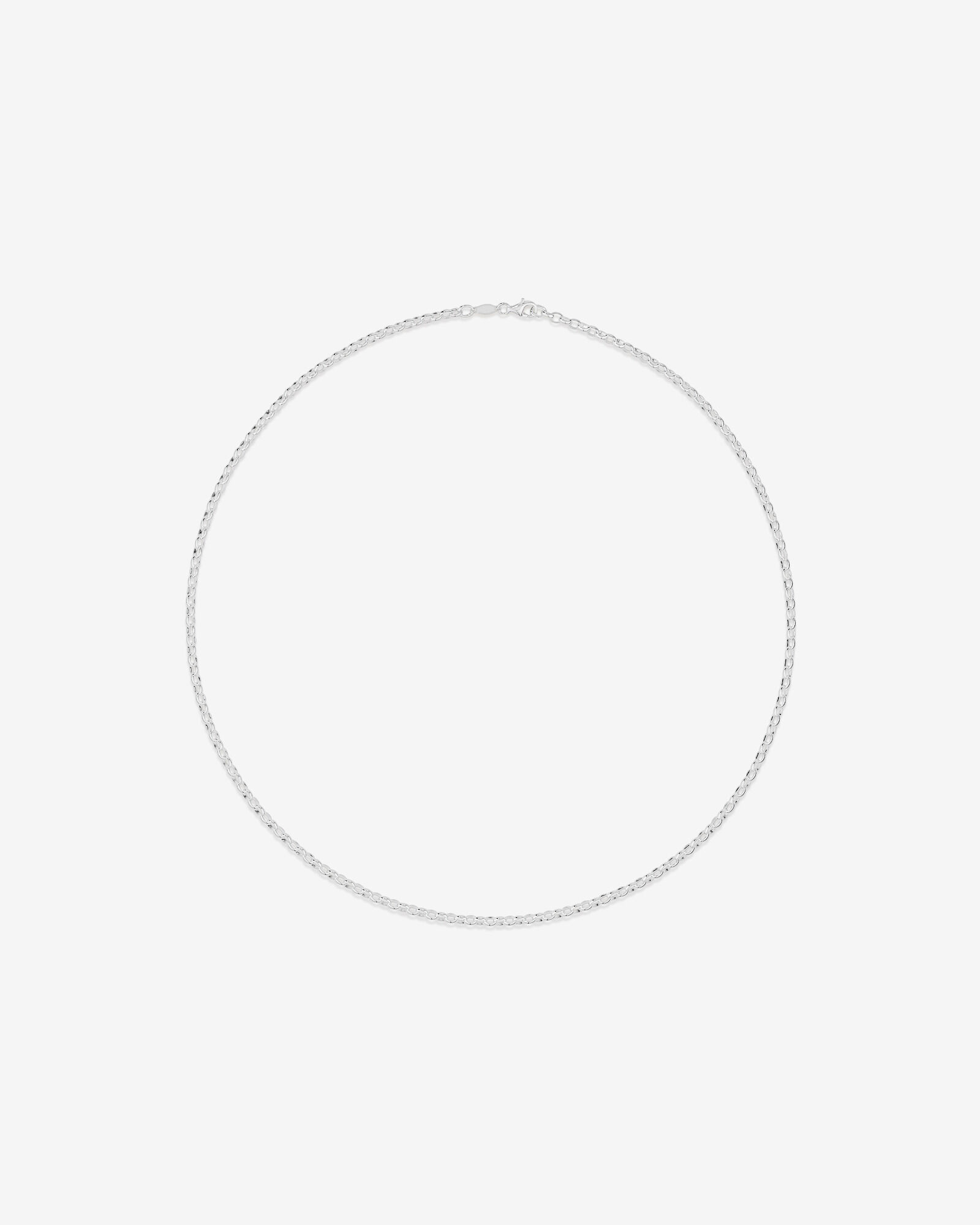 55cm (22") 3mm-3.5mm Width Oval Belcher Chain in Sterling Silver