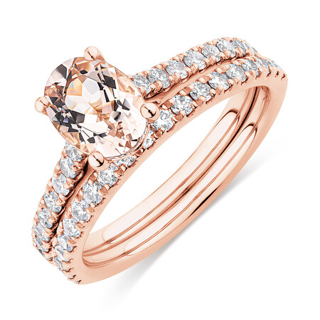 Bridal Set with 0.69 Carat TW of Diamonds & Morganite in 14kt Rose Gold Bridal Set with 0.69 Carat TW of Diamonds & Morganite in 14kt Rose Gold
