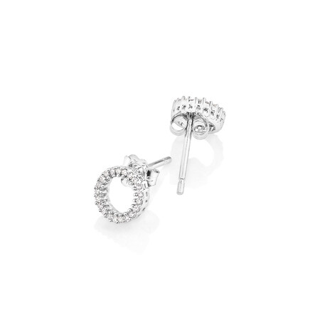 Circle Stud Earrings with 0.10 Carat TW of Diamonds in 10kt White Gold Circle Stud Earrings with 0.10 Carat TW of Diamonds in 10kt White Gold