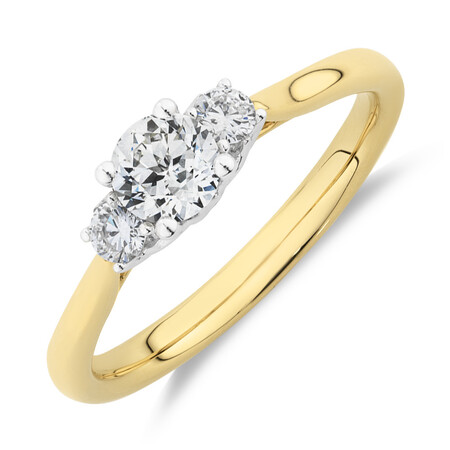 Southern Star 3 Stone Engagement Ring with 0.58 Carat TW of Diamonds in 14kt Yellow & Gold Southern Star 3 Stone Engagement Ring with 0.58 Carat TW of Diamonds in 14kt Yellow & Gold