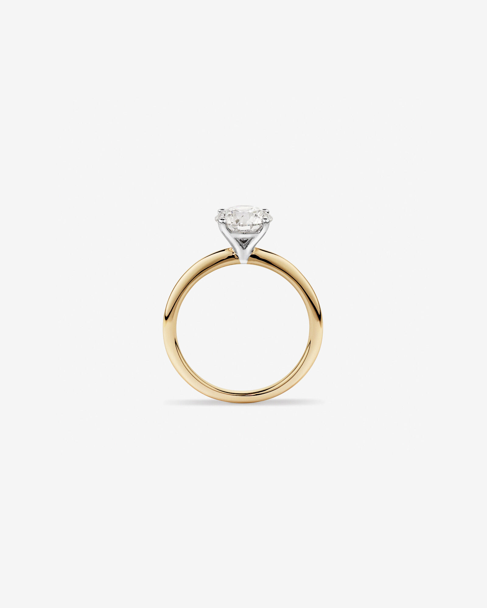 Bague de fiançailles solitaire ronde en diamants de laboratoire TW Round Brilliant de 1,50 carat en or jaune et blanc 14 carats