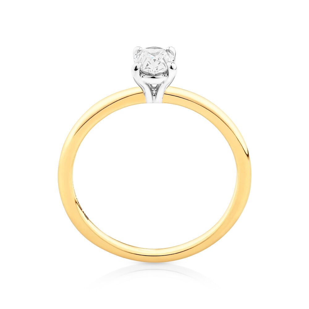Solitaire Engagement Ring with 0.50 Carat TW of Diamonds in 18kt Yellow and White Gold