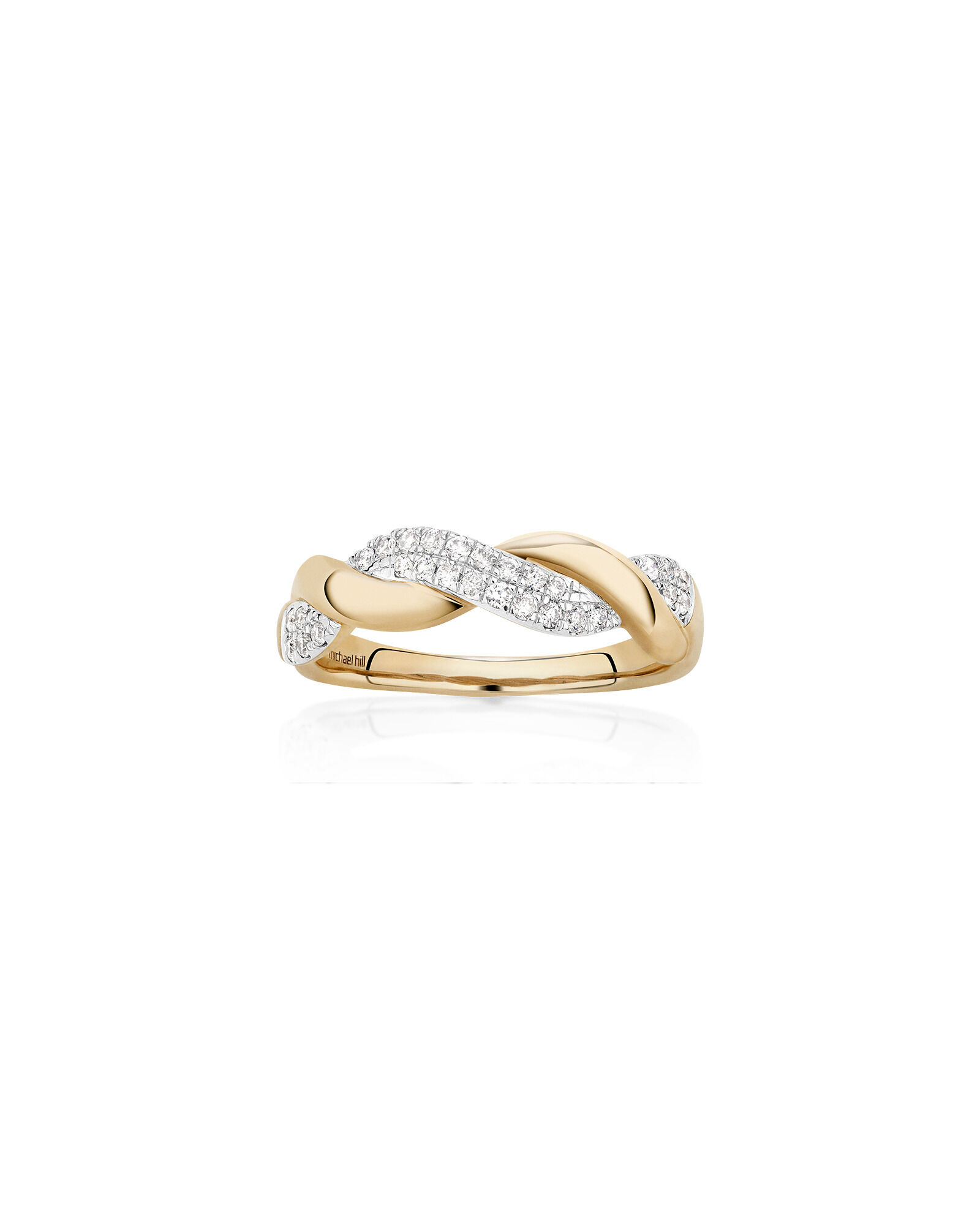 Gold twist diamond ring sales