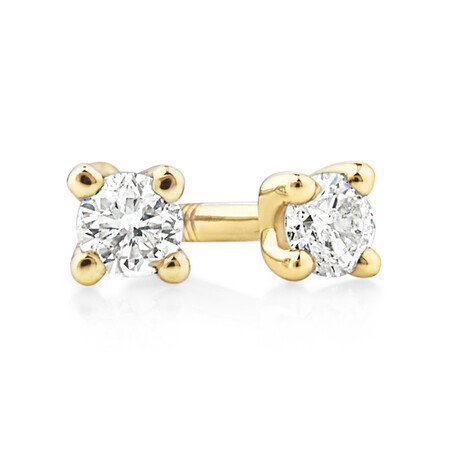 Solitaire Stud Earrings with 0.10kt TW Diamonds in 10kt Yellow Gold Solitaire Stud Earrings with 0.10kt TW Diamonds in 10kt Yellow Gold