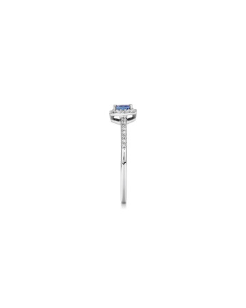 Halo Ring with Tanzanite & 0.15 TW Carat Of Diamonds in 10kt White Gold Halo Ring with Tanzanite & 0.15 TW Carat Of Diamonds in 10kt White Gold