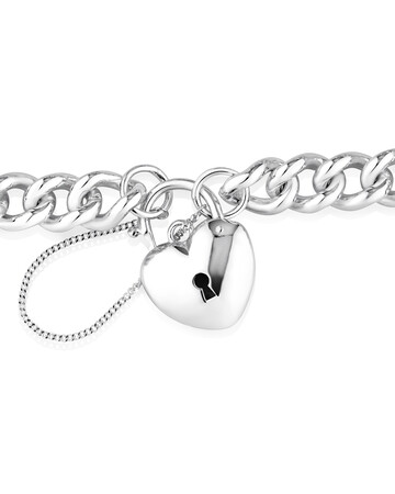 19cm (7.5") Heart Padlock Curb Bracelet in Sterling Silver 19cm (7.5") Heart Padlock Curb Bracelet in Sterling Silver