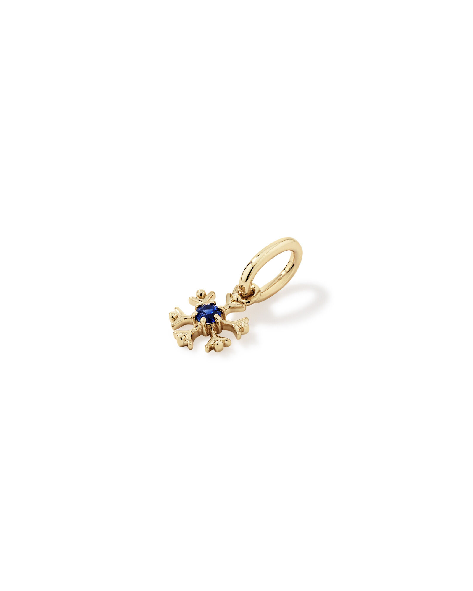 Snowflake Pendant with Round Created Sapphire in 10kt Yellow Gold
