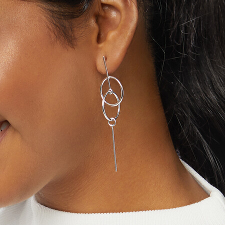 Circle Drop Earrings in Sterling Silver Circle Drop Earrings in Sterling Silver