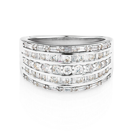 Multi Row Ring with 1 Carat TW of Diamonds in 10kt White Gold Multi Row Ring with 1 Carat TW of Diamonds in 10kt White Gold