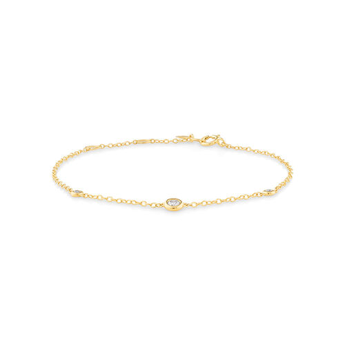 Bracelet en or jaune 10 K à diamants isolés totalisant 0,10 ct