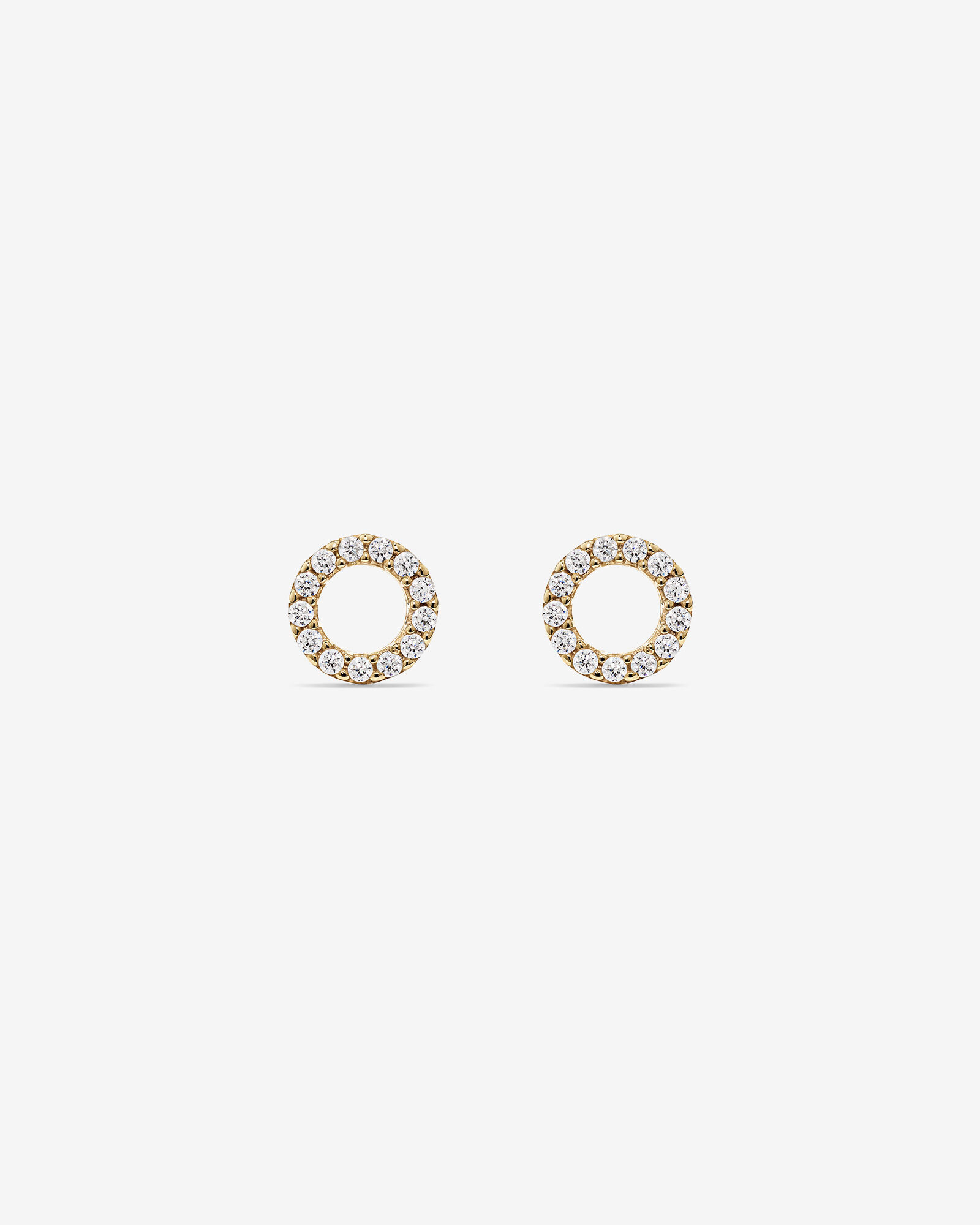 Cubic Zirconia Open Circle Stud Earrings in 10kt Yellow Gold