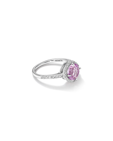 Halo Ring with Amethyst & 0.34 Carat TW of Diamonds in 10kt White Gold Halo Ring with Amethyst & 0.34 Carat TW of Diamonds in 10kt White Gold