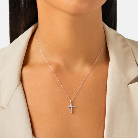 Cross Pendant with 0.34 Carat TW of Diamonds in 10kt White Gold Cross Pendant with 0.34 Carat TW of Diamonds in 10kt White Gold