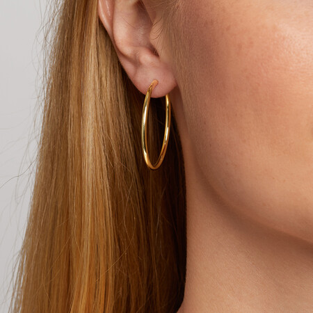 35mm Flexible Clasp Hoop Earrings in 10kt Yellow Gold 35mm Flexible Clasp Hoop Earrings in 10kt Yellow Gold