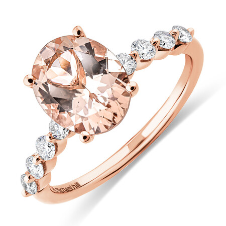 Ring with Morganite and 0.33 Carat TW of Diamonds in 10kt Rose Gold Ring with Morganite and 0.33 Carat TW of Diamonds in 10kt Rose Gold