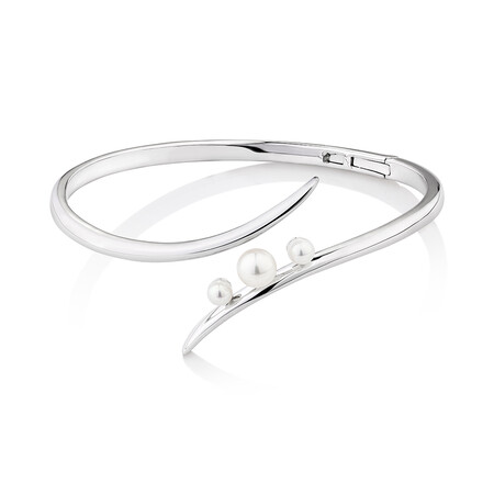 Cuff Bangle with Cultured Freshwater Pearls in Sterling Silver