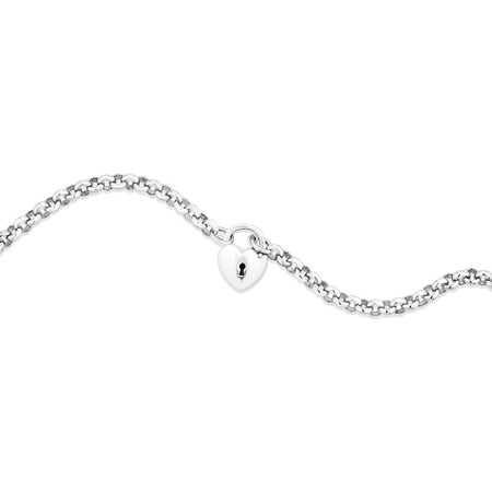 45cm (18") 5mm-5.5mm Width Heart Padlock Belcher Necklace in Sterling Silver 45cm (18") 5mm-5.5mm Width Heart Padlock Belcher Necklace in Sterling Silver