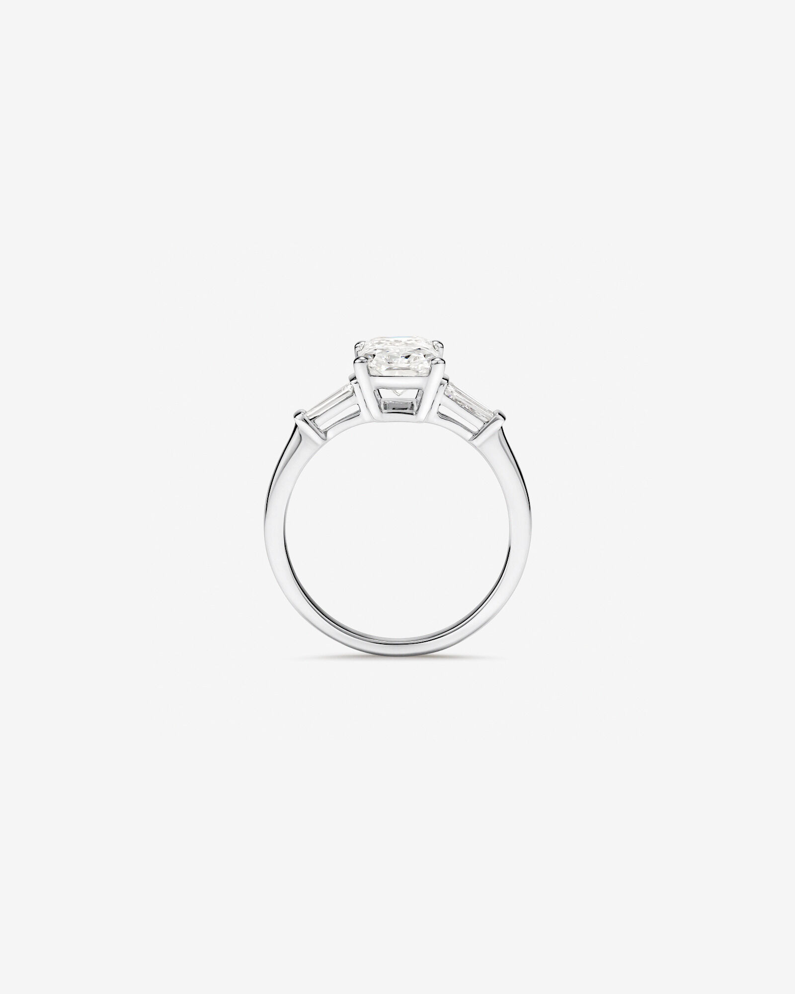 2.25 Carat TW Three Stone Radiant and Baguette Laboratory-Grown Diamond Engagement Ring in 14kt White Gold