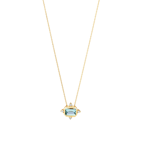 Aquamarine Bezel Pendant with Diamonds in 10kt Yellow Gold Aquamarine Bezel Pendant with Diamonds in 10kt Yellow Gold
