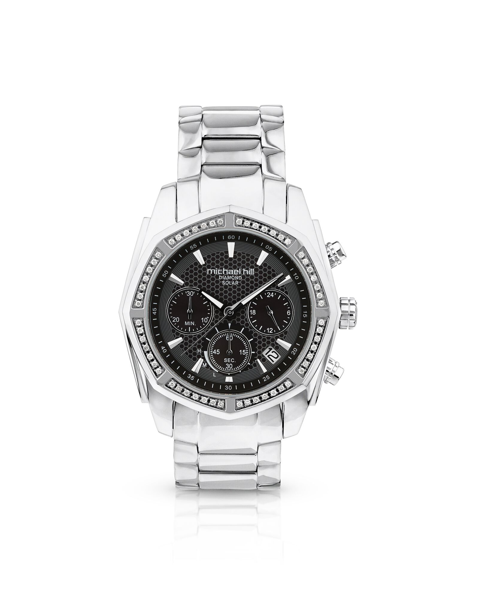 Men s Solar Chronograph with 1 2 Carat TW of Diamonds in Stainless Steel