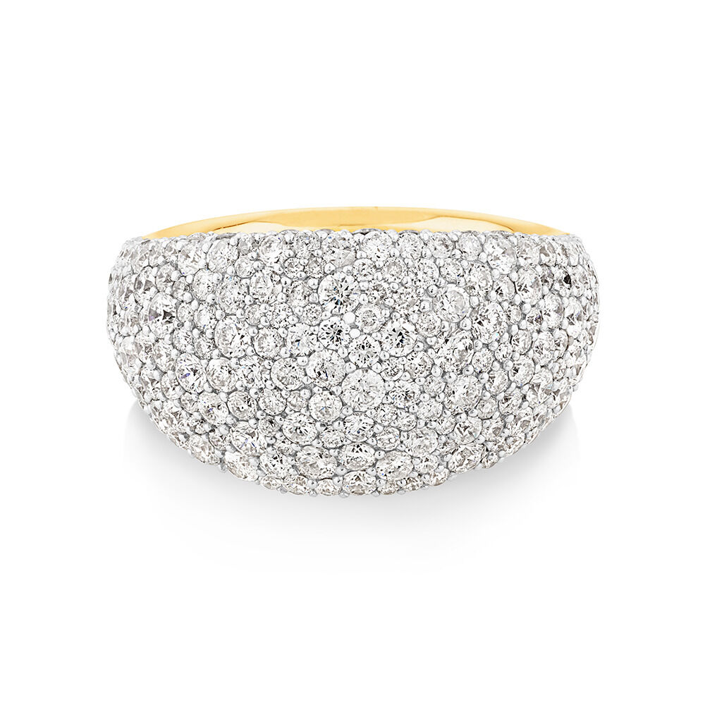Bague Stardust en or jaune 14 K et en rhodium à diamants totalisant 4,06 ct