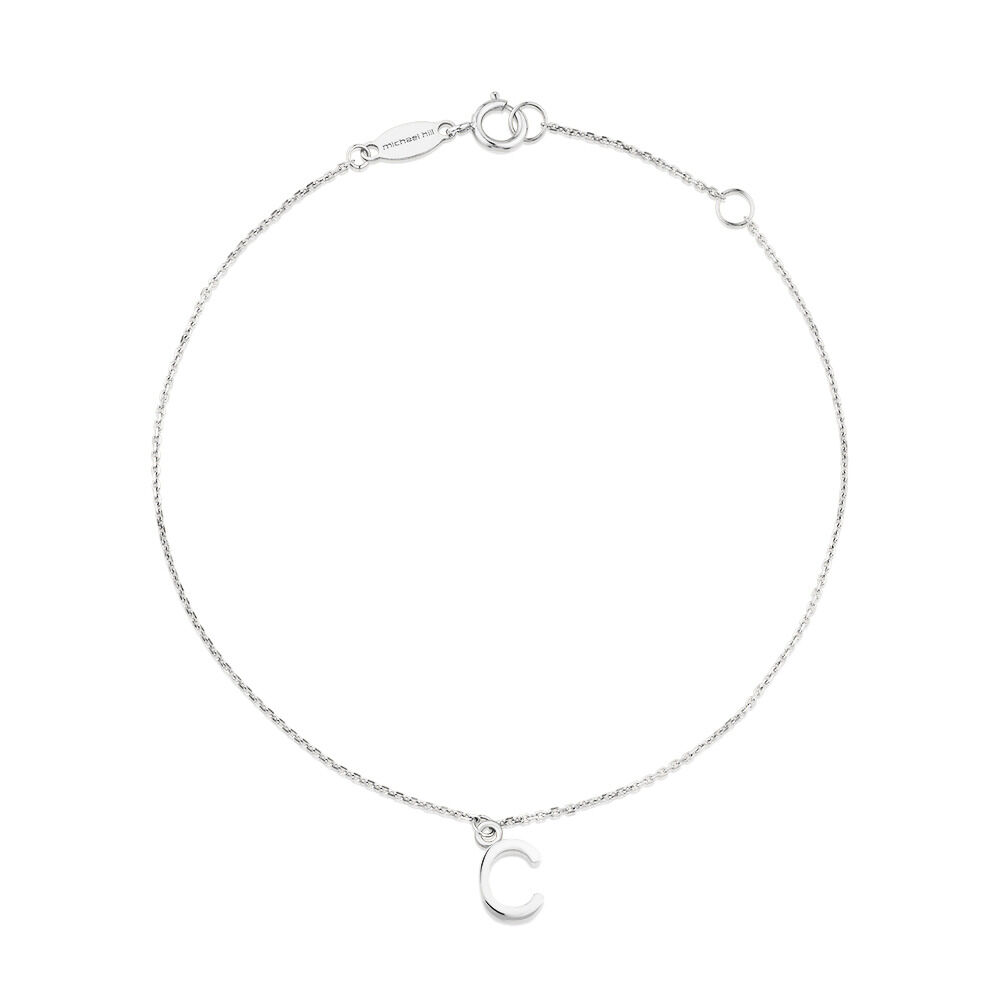 19cm (7.5") J Initial Bracelet in Sterling Silver