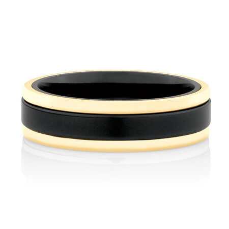 7mm Ring in 10ct Yellow Gold & Black Titanium 7mm Ring in 10ct Yellow Gold & Black Titanium
