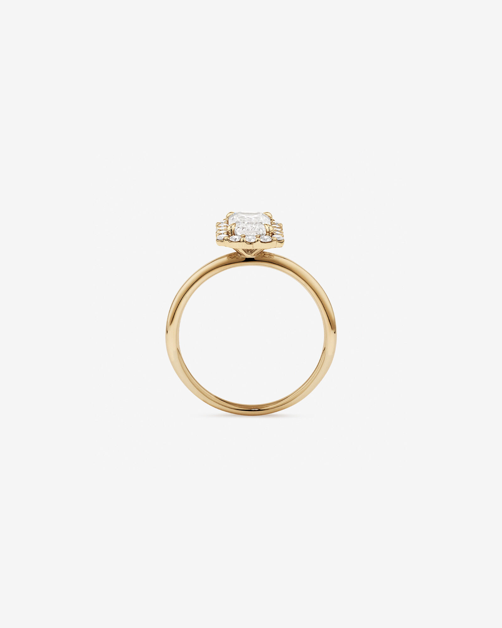 Carat TW Emerald Cut Laboratory-Grown Diamond Halo Engagement Ring in 14kt Yellow Gold