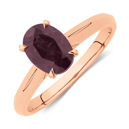 Oval Ring with Rhodolite Garnet in 10kt Rose Gold Oval Ring with Rhodolite Garnet in 10kt Rose Gold