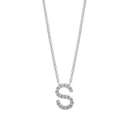 "S" Initial Necklace with 0.10 Carat TW of Diamonds in 10kt White Gold "S" Initial Necklace with 0.10 Carat TW of Diamonds in 10kt White Gold