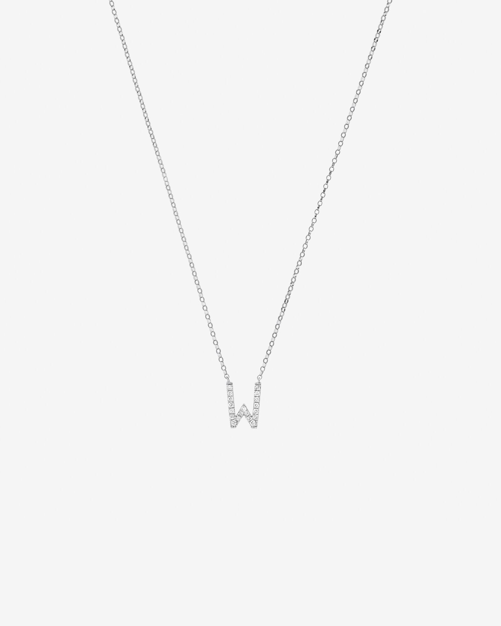 W Initial Necklace with 0.10 Carat TW of Diamonds in 10kt White Gold