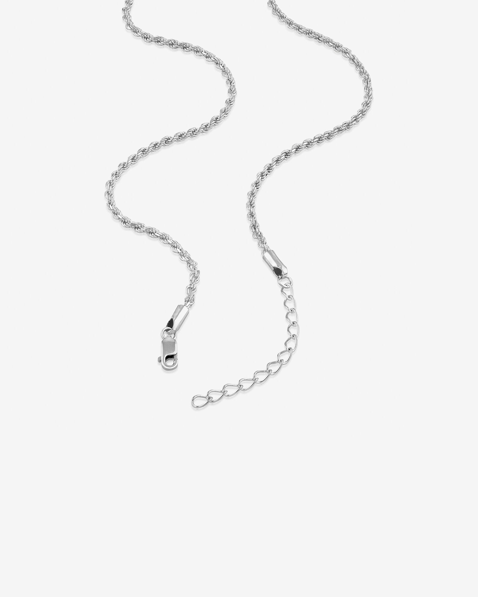 50cm (20") 2mm-2.5mm Width Rope Chain in Sterling Silver