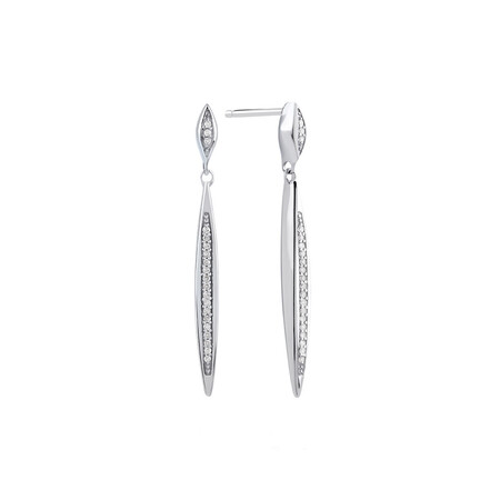 Drop Earrings With Diamonds In Sterling Silver Drop Earrings With Diamonds In Sterling Silver