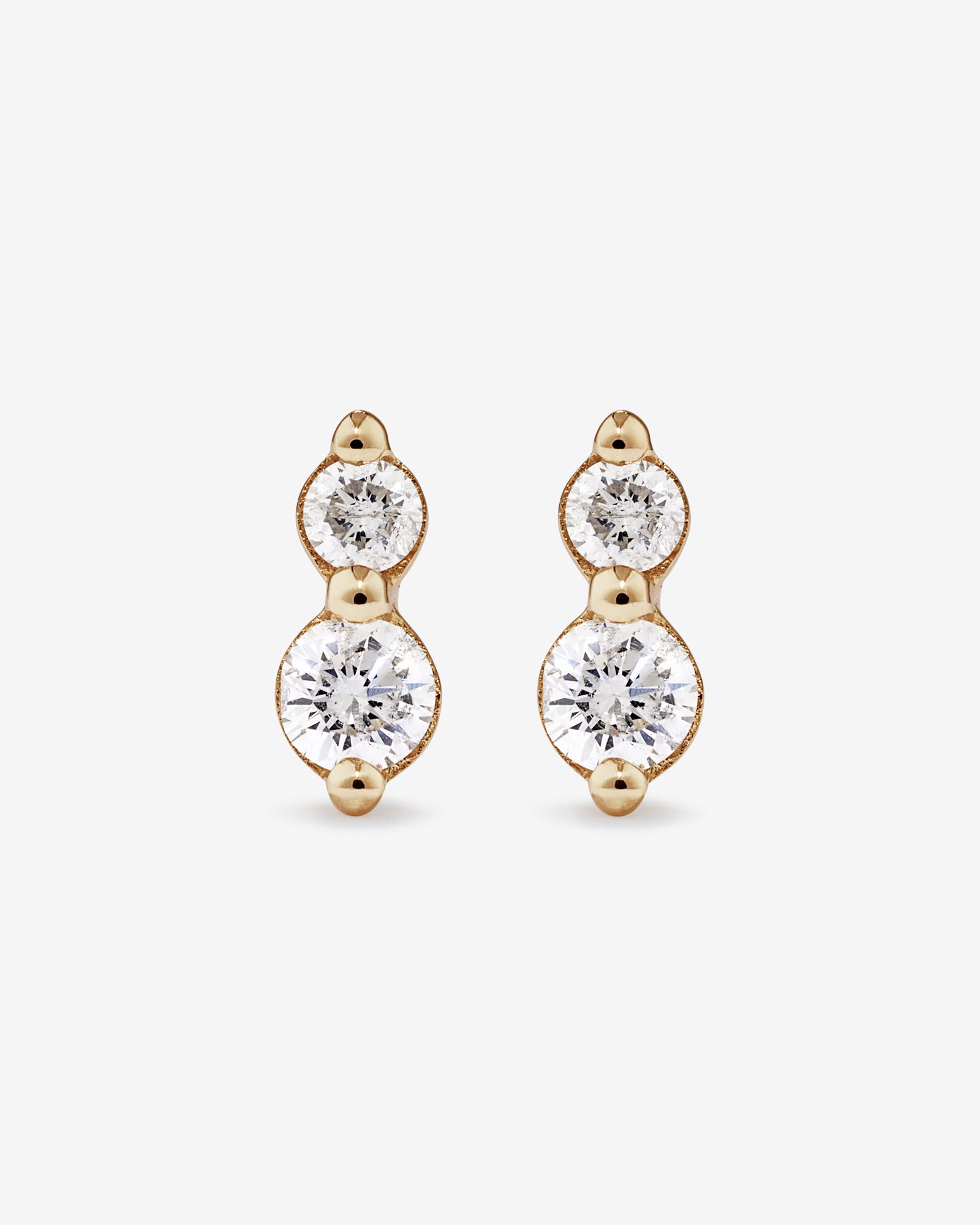 Two Stone Diamond Stud Earrings in 10kt Yellow Gold