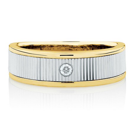 Men's Ring with Diamonds in 10kt Yellow & White Gold Men's Ring with Diamonds in 10kt Yellow & White Gold