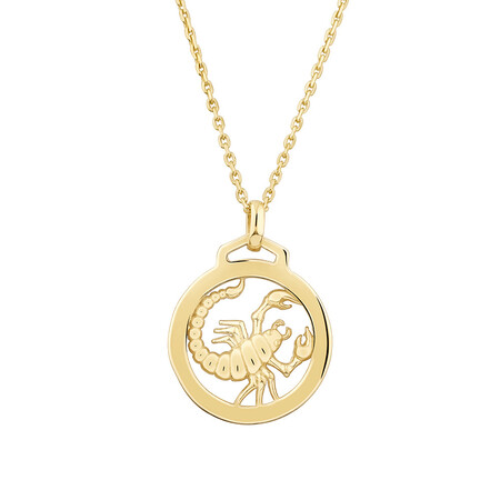 Scorpio Zodiac Pendant with Chain in 10kt Yellow Gold