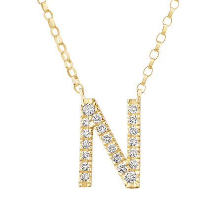 "N" Initial Necklace with 0.10 Carat TW of Diamonds in 10kt Yellow Gold "N" Initial Necklace with 0.10 Carat TW of Diamonds in 10kt Yellow Gold
