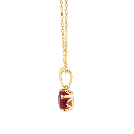 Pendant with Laboratory Created Ruby in 10kt Yellow Gold Pendant with Laboratory Created Ruby in 10kt Yellow Gold