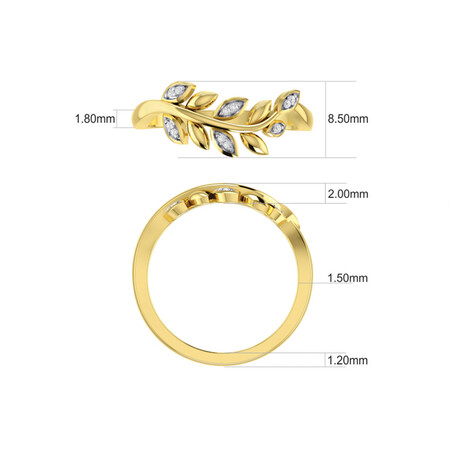 Olive Leaf Ring with Diamonds in 10kt Yellow Gold Olive Leaf Ring with Diamonds in 10kt Yellow Gold
